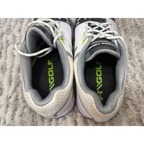 Under Armour Golf Shoes Boys Youth Size 6 White Black Lime Green Spiked Cleats - Picture 8 of 10